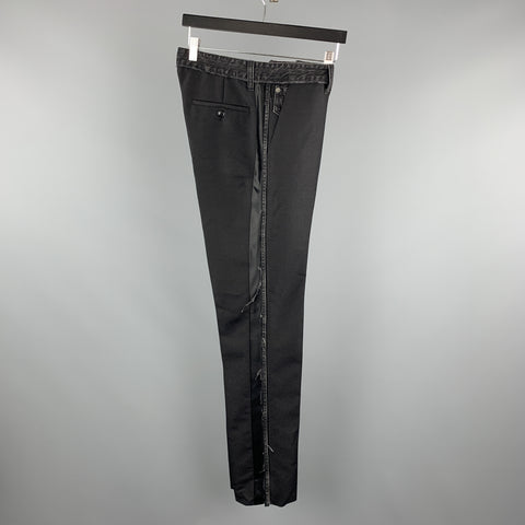 VIKTOR & ROLF Size 32 Black Mixed Fabrics Wool / Mohair 32 Tuxedo Dress Pants