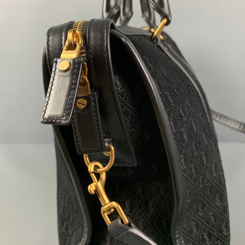 SAINT LAURENT Sac à main fourre-tout en cuir suédé monogramme noir
