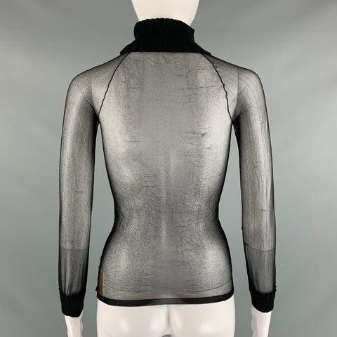 COURREGES Size XS Black Polyamide See Through Mock Neck Dress Top