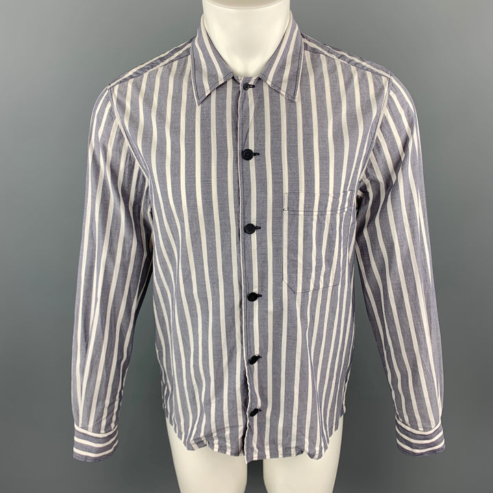 JOSEPH Size S Grey & White Stripe Cotton Long Sleeve Shirt