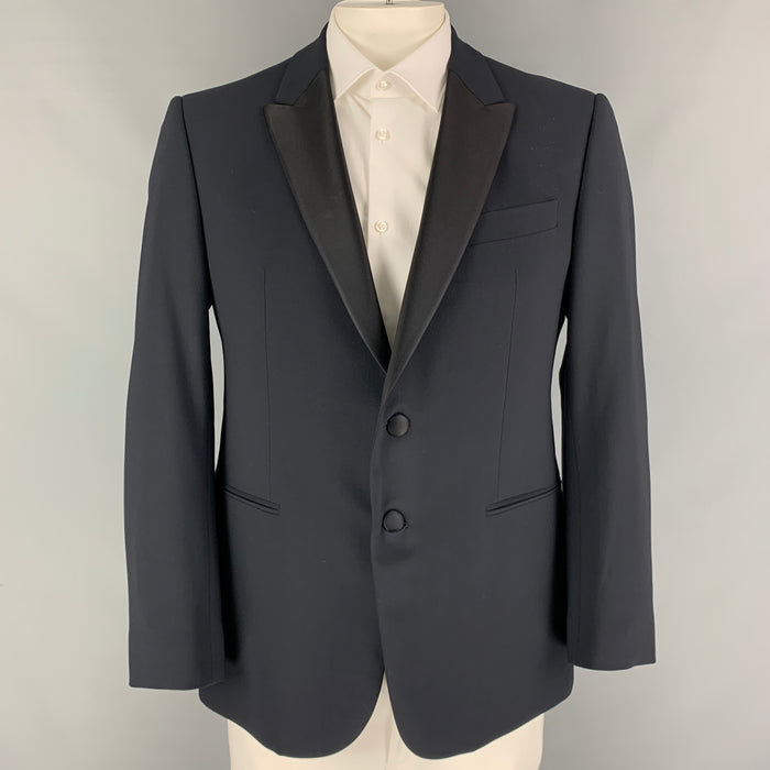 EMPORIO ARMANI Talla 44 Abrigo deportivo de esmoquin de lana azul marino