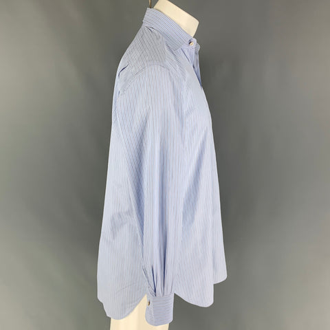 KITON Size M Blue Navy Stripe Cotton Long Sleeve Shirt