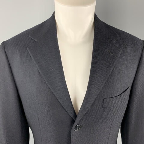 SAINT ANDREWS 38 Regular Navy Woven Cashmere Notch Lapel  Sport Coat