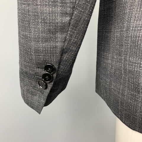 MAISON MARGIELA Size 38 Charcoal Plaid Wool / Silk Peak Lapel Sport Coat