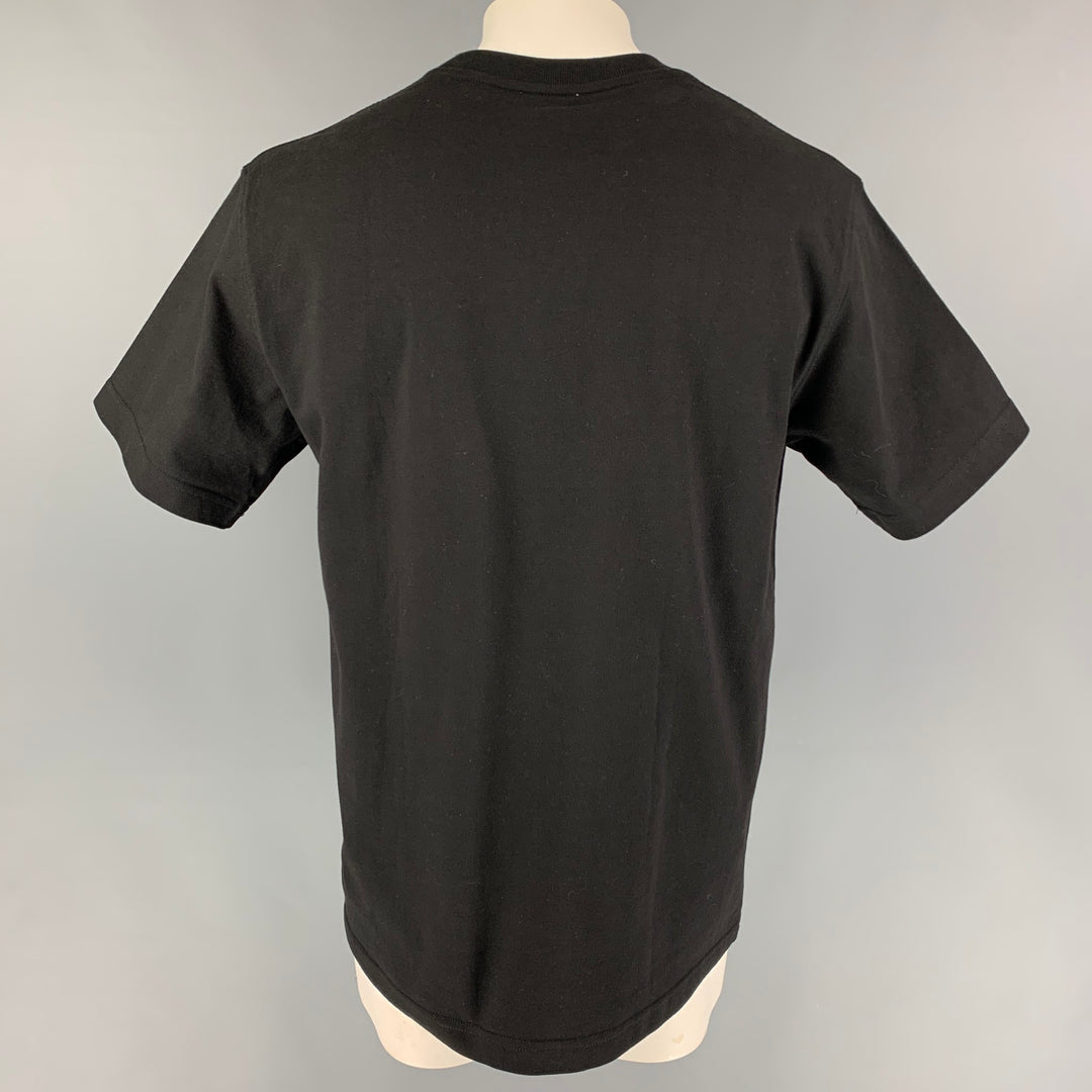 DIOR HOMME x SHAWN STUSSY Size XL Black Embroidery Cotton Crew-Neck T-shirt