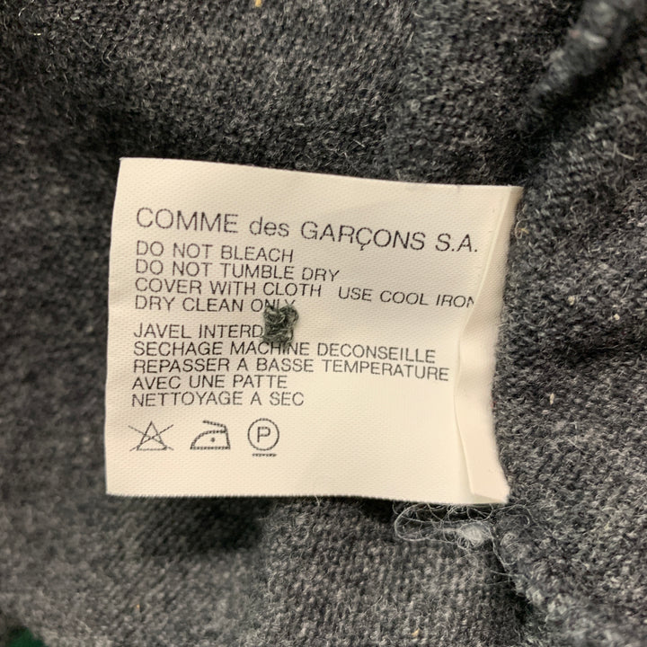 COMME des GARCONS Cárdigan gris con cuello de pico y lana de nailon y tejidos mixtos talla L