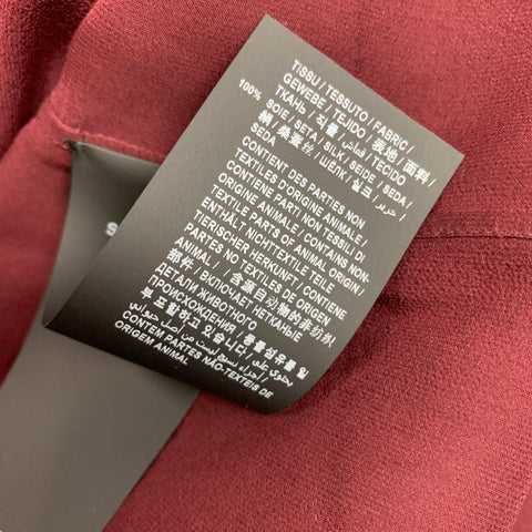 SAINT LAURENT SS 2021 Size 4 / 36 Burgundy Sheer Silk Crepe Turtleneck Blouse