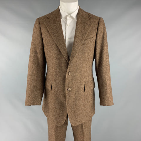 POLO by RALPH LAUREN Size 40 Brown Cream Nailhead Single breasted Suit