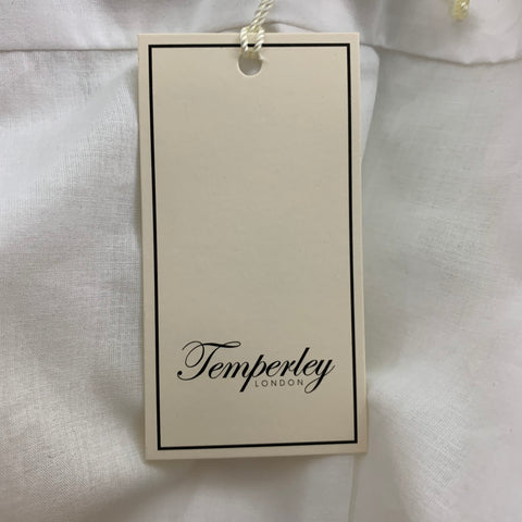 TEMPERLEY Size 6 White Poplin Cotton Lace Trim Nicolette Blouse