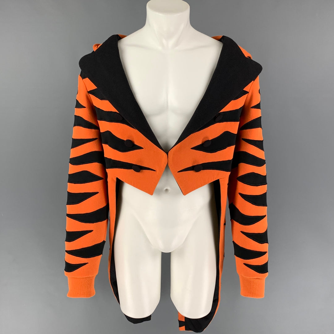 JEREMY SCOTT x ADIDAS Size L Orange Black Tiger Cotton Tailcoat Jacket