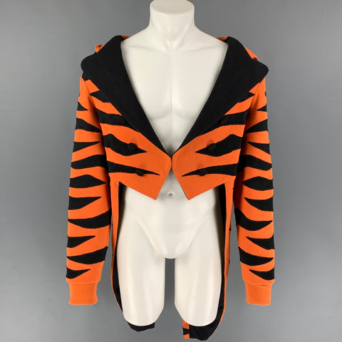 JEREMY SCOTT x ADIDAS Size L Orange Black Tiger Cotton Tailcoat Jacket