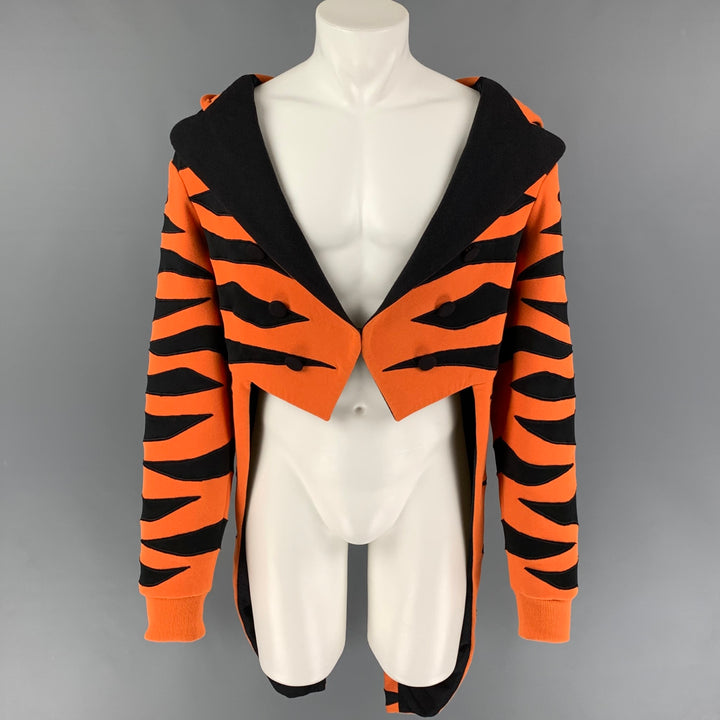 JEREMY SCOTT x ADIDAS Size L Orange Black Tiger Cotton Tailcoat Jacket