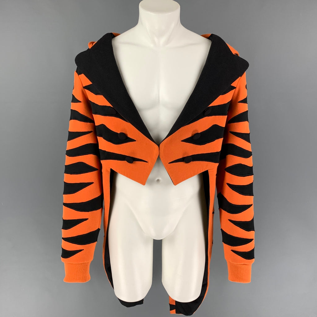 JEREMY SCOTT x ADIDAS Size L Orange Black Tiger Cotton Tailcoat