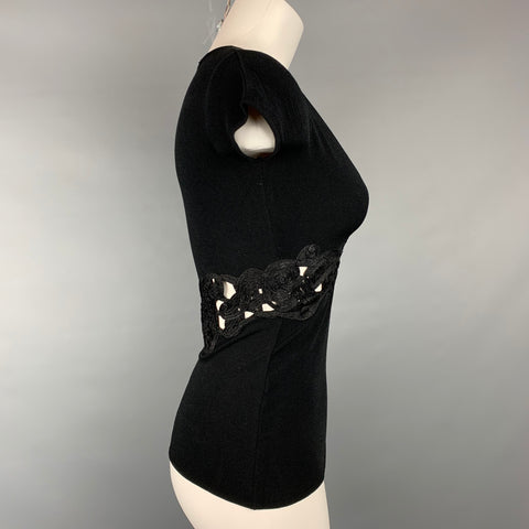 ROBERTO CAVALLI Size 4 Black Jersey Embellishment Viscose / Polyester Dress Top