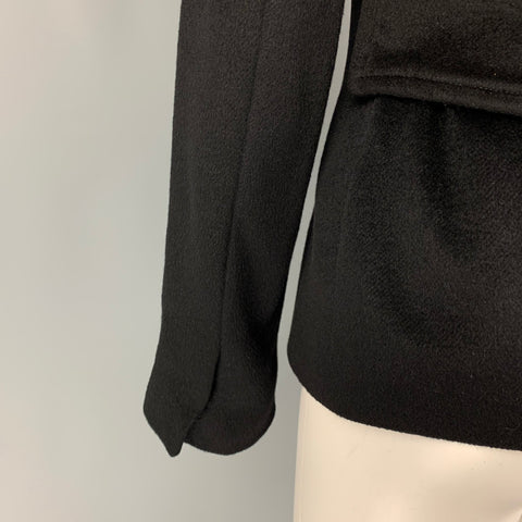 DOLCE &amp; GABBANA Taille 4 Veste Angora Noire à Boutons-pression Cachés