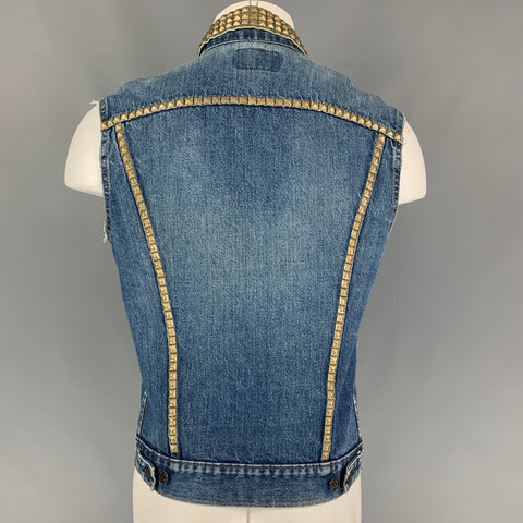 Vintage LEVI STRAUSS Size M Indigo Studded Denim Trucker Vest