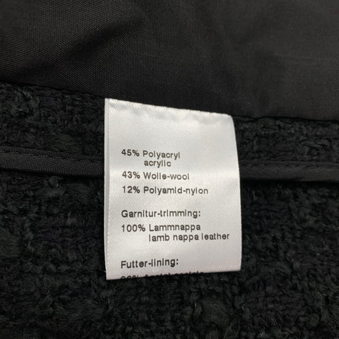 AKRIS Size 6 Black Wool Blend Lamb Skin Zip Up Jacket