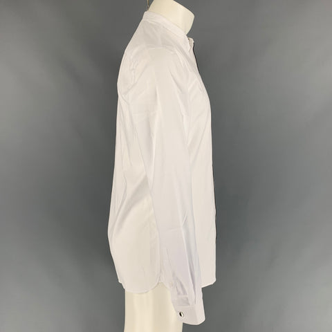 THE KOOPLES Size L White & Black Cotton Nehru Collar Long Sleeve Shirt