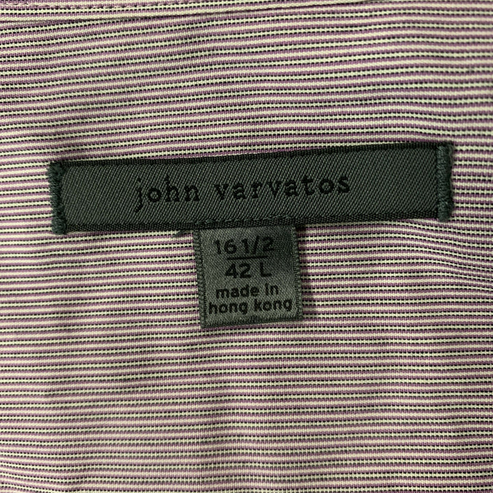 JOHN VARVATOS Size L Lavender Stripe Cotton Button Up Long Sleeve Shirt