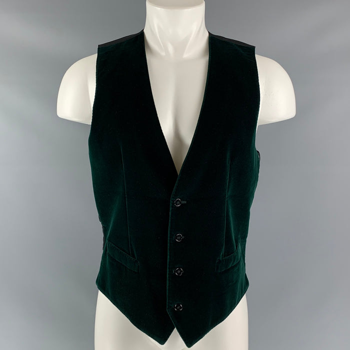 DOLCE &amp; GABBANA Chaleco de algodón con botones de terciopelo verde bosque talla 38