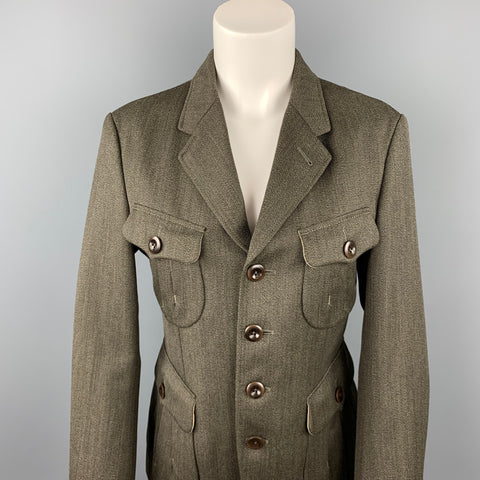 PAUL SMITH COLLECTION M Chaqueta deportiva corta de lana verde oliva con solapa de muesca