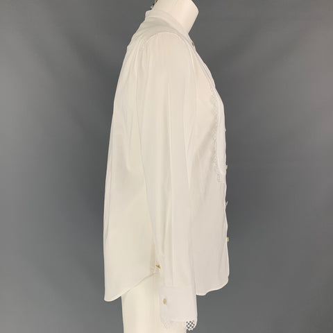 TEMPERLEY Size 6 White Poplin Cotton Lace Trim Nicolette Blouse