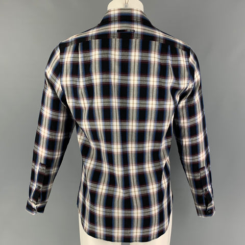 VINCE Camisa de manga larga de rayón de algodón a cuadros multicolor negra talla XS