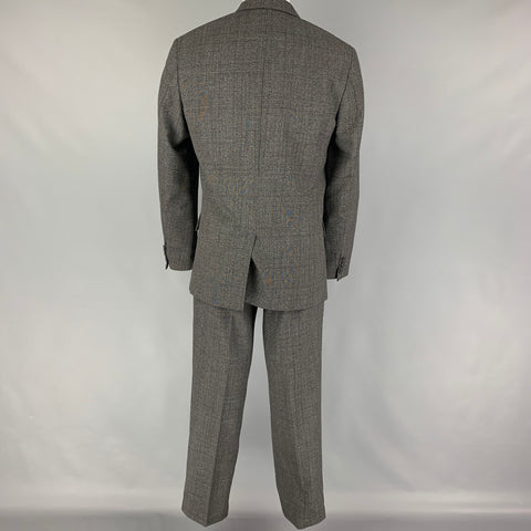 CALVIN KLEIN Size 42 Regular Grey Plaid Wool Blend Notch Lapel Suit