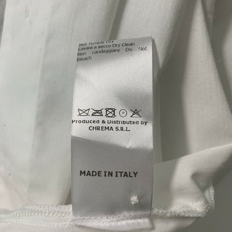 CHRISTIAN PELLIZZARI Size M White Solid Cotton Collarless Short Sleeve Shirt