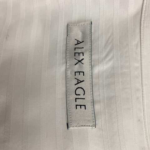 ALEX EAGLE Size 10 White Cotton Stripe Belted Shirt Dress