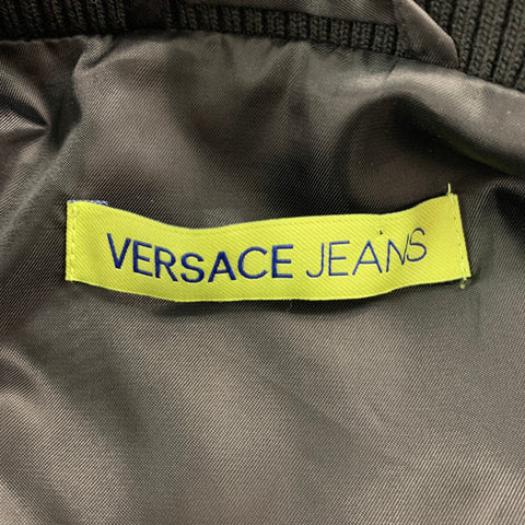 VERSACE JEANS Taille 38 Veste bomber zippée en mélange de viscose matelassée noire