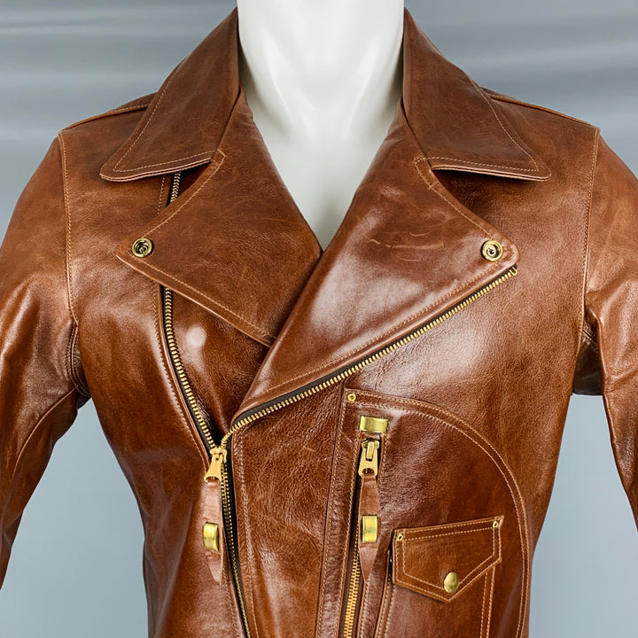 HIMEL BROS Size 40 Avro Brown Leather Motorcycle Jacket