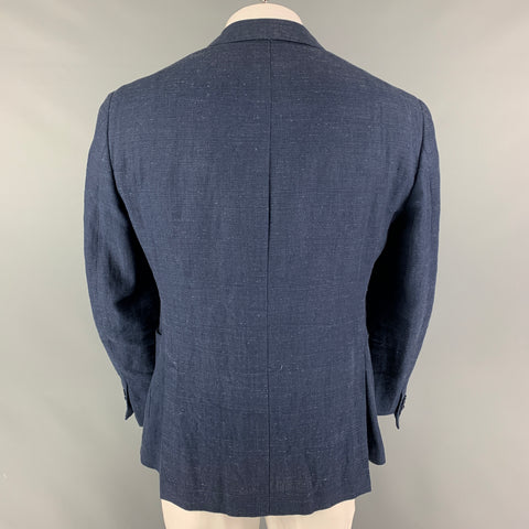 RALPH LAUREN Black Label Size 44 Indigo Textured Linen Silk Sport Coat
