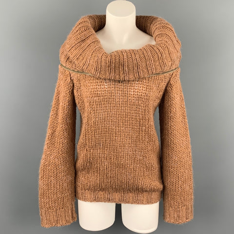 AF VANDERVORST Taille S Camel Mohair Blend Pull col bénitier