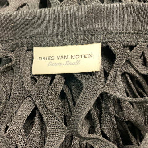 DRIES VAN NOTEN Taille XS Pull à col rond en polyester maille noire