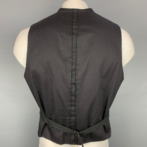 JOHN VARVATOS Talla 42 Chaleco de doble capa de lana a cuadros gris y negro