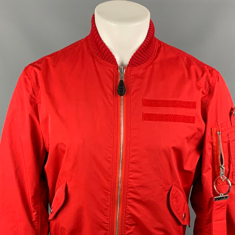 GIVENCHY Talla 40 Chaqueta bomber con cremallera de poliéster / algodón roja