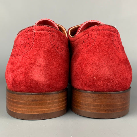 FLORSHEIM by DUCKIE BROWN Size 13 Red Perforated Leather Wingtip Lace Up Shoes