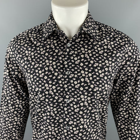 PAUL SMITH The Westbound Camisa de manga larga con botones de algodón floral blanco y negro talla S