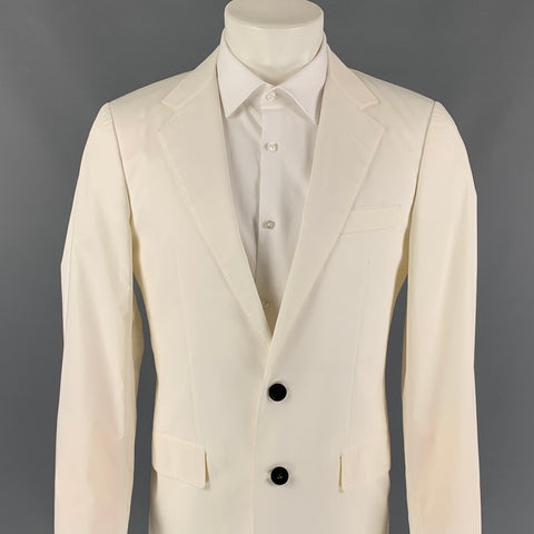 LANVIN Size 38 White Cotton Notch Lapel Sport Coat