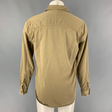 FRAME Size S Olive Cotton Tencel Button Up Long Sleeve Shirt