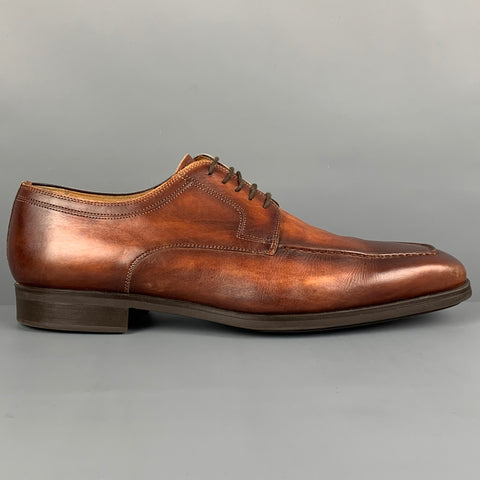 MAGNANNI Size 10.5 Brown Antique Leather Lace Up Shoes