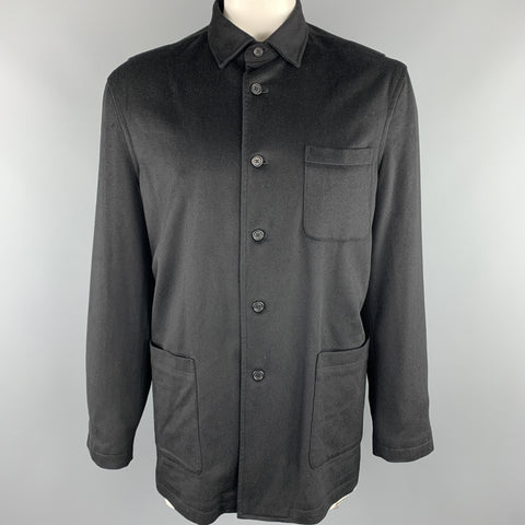 FACONNABLE Size L Black Wool Buttoned Jacket