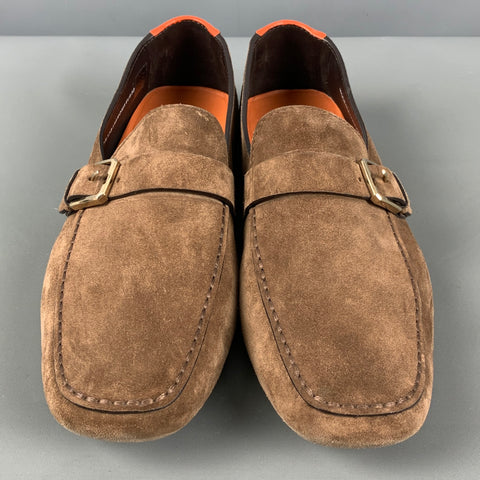 SANTONI Size 11 Brown Suede Drivers Loafers