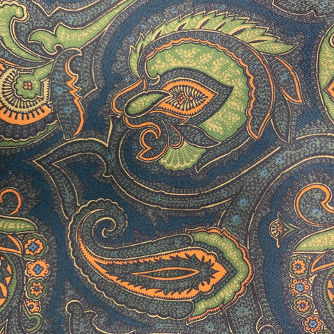 BERGDORF GOODMAN Green Brown Orange Paisley Cashmere Silk Scarves