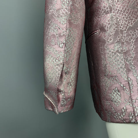 TOM FORD "Atticus" Size 38 Pink & Silver Snake Jacquard Viscose Blend Sport Coat