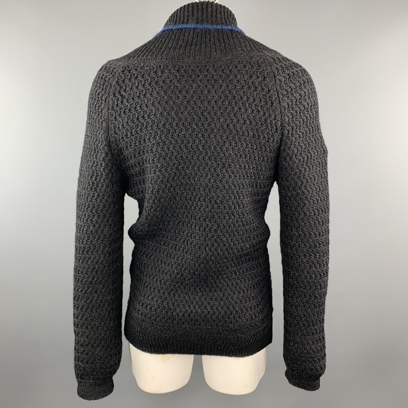 KAPITAL Size M Black Knitted Wool Shawl Collar Cardigan