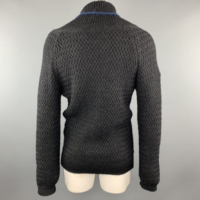 KAPITAL Size L Black Knitted Wool Shawl Collar Cardigan