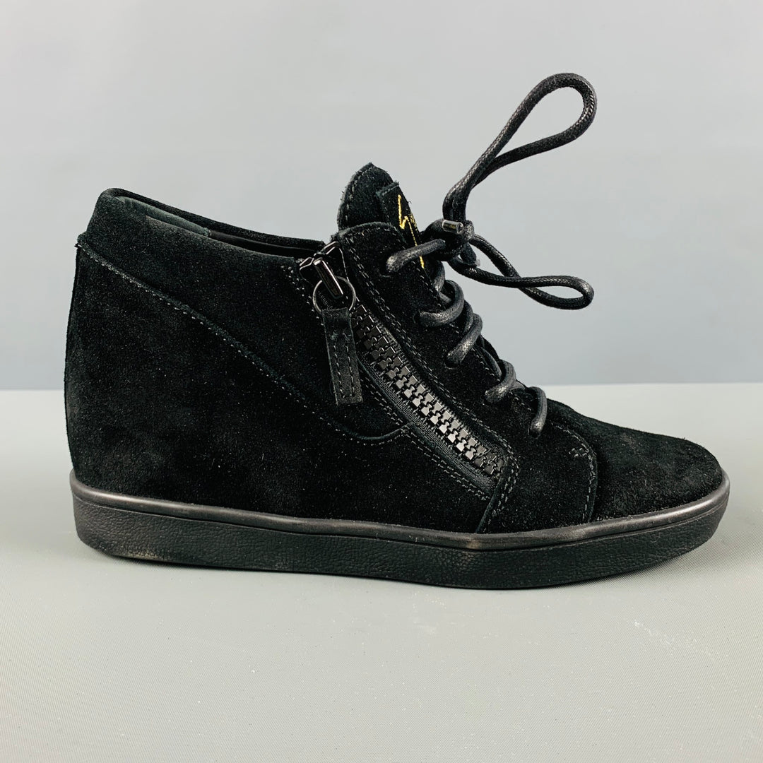 GIUSEPPE ZANOTTI Size 5 Black Suede High Top Sneakers