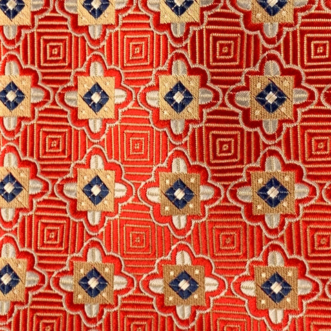 PRADA Red Gold Jacquard Silk Tie